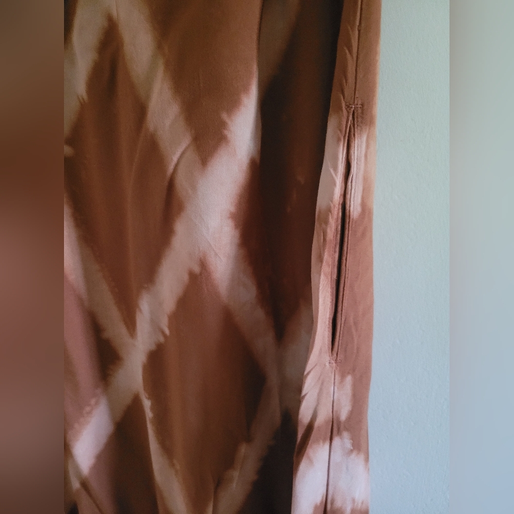 Anthropologie The Odells Brown Tie Dye Boho Beach Casual Morgana Midi Dress XS - Picture 7 of 11